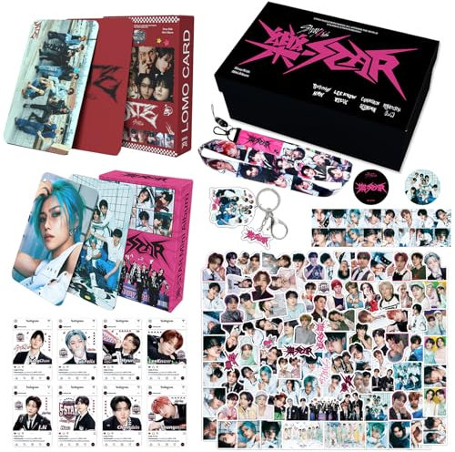 KPOPBP Stray Kids Star Album Merch Geschenkbox-Set, 110 Stück Fotokarten, 90 Stück KPOP-Aufkleber, Geschenkartikel für SKZ Jungen und Mädchen