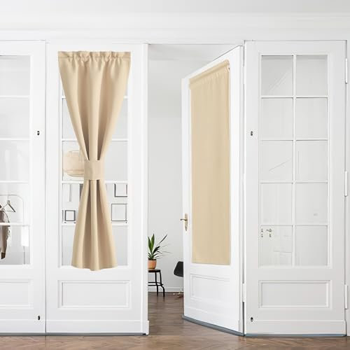 PONY DANCE Tende Oscuranti per Interni - Cucina, Porta Finestra, Salotto - Tendine Termiche con Tasca - 2 Pezzi 60x240 CM, Beige
