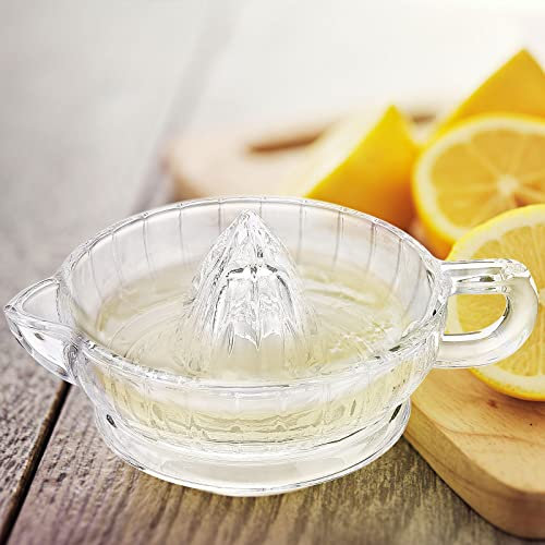 JUOPZKENN Exprimidor de Limón, Exprimidor de Cítricos de Mano, Exprimidor de Limón de Cristal, Extractor Manual con Mango Y Boquilla Vertedora para Zumo de Fruta Fresca, Lima Y Naranja(#1)