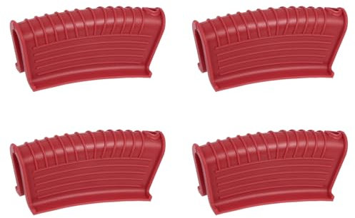 sourcing map 4pcs Silicone Assist Hot Pan Handle Holder Hot Skillet Handle Covers Pot Holder Sleeve Non-Slip Heat Resistant for Kitchen Pot Frying Pans Cookware Red