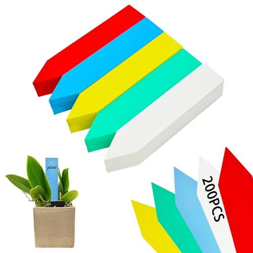 Etichette per Piante in Plastica 200 Cartellini per Piante,etichette targhette per piante etichetta di plastica giardino esterna,10 x 2 cm per Vivai, Semi, Piante ed Erbe Aromatiche (2)