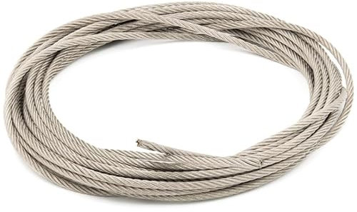 Alfa Logistik Cave de acero de 6 mm, diámetro de 10 m, longitud – Cables de acero inoxidable – Cable de acero inoxidable – Cuerda de acero inoxidable