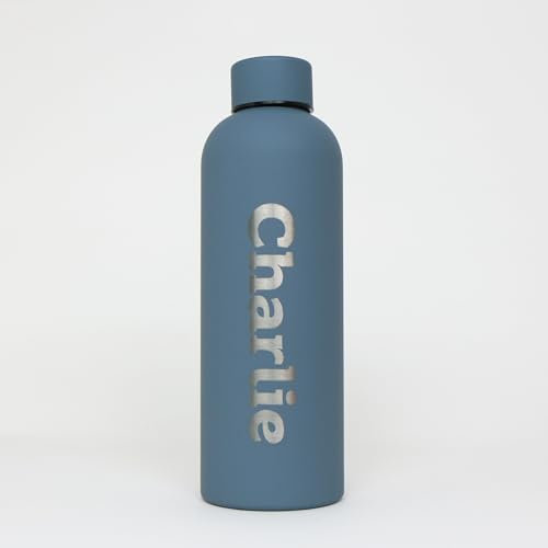 cribstar Personalised Engraved Insulated Water Bottle | Stainless Steel Water Bottle | Double Walled Drink Bottle Keeps 12 Hours Hot & 24 Hours Cold 500ML | Vaccum Flask (Whale Blue)