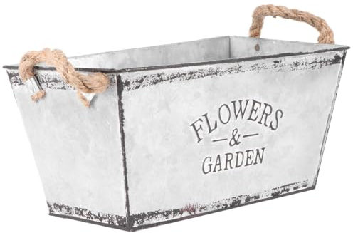 POPETPOP Blech Blumenhalter Schreibtischaufsatz Vasen Für Blumen Französische Krugvase Verzinkte Vase Container Eimer Für Gartenblumen Wanne Metall Zinkwanne Ländlich Blumenkasten