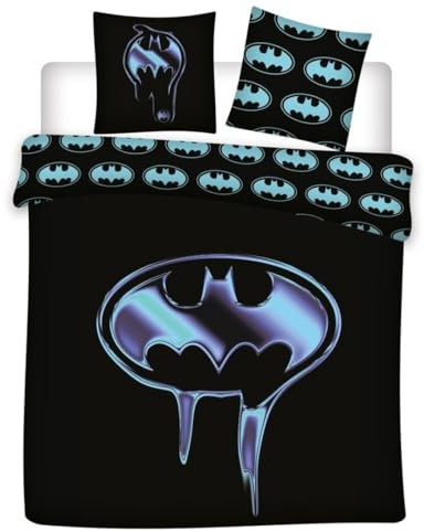 Bettwäsche Batman für Doppelbett, Bettbezug 240 x 220 cm + 2 Kopfkissenbezüge 65 x 65 cm, Polycotton