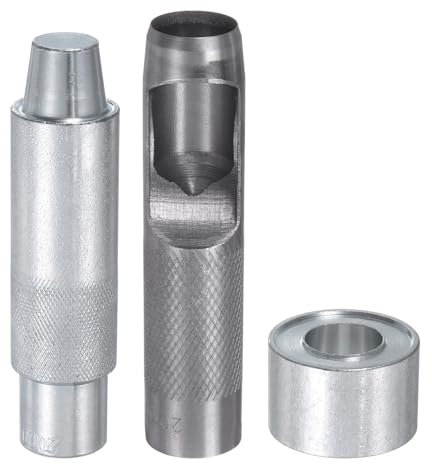 sourcing map Perforatrice à œillets - Outil de pose d'œillets - 20 mm - Outil d'installation d'œillets en acier #45 - Avec base pour tissus, vêtements, travaux manuels, sacs