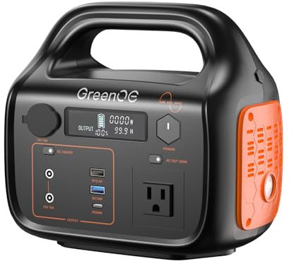 GREENOE - Estación de energía portátil de 300 W 299 Wh generador de energía solar con LED 7 puertos 120 V de onda sinusoidal pura salida de CA USB-C banco de energía para acampar al aire última