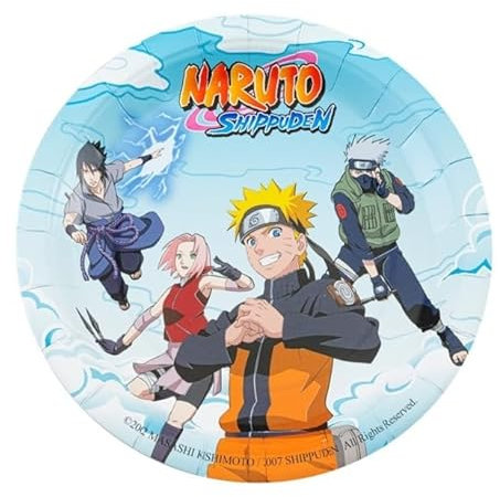 Chaks 12806-NA, Paquet de 8 Petites Assiettes en Carton 18cm Naruto ®