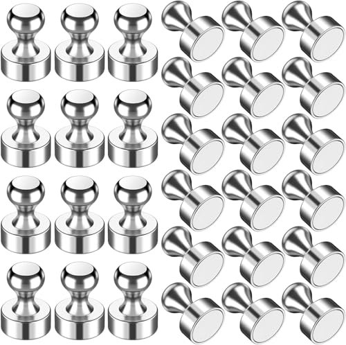 VNDUEEY Neodym Magnete, Magnete für Magnettafel, Kühlschrankmagnete, Mini Magnet für Kühlschrank, Whiteboard, Büro, Küche, Klassenzimmer, Dekoration, Silber, 30er-Pack