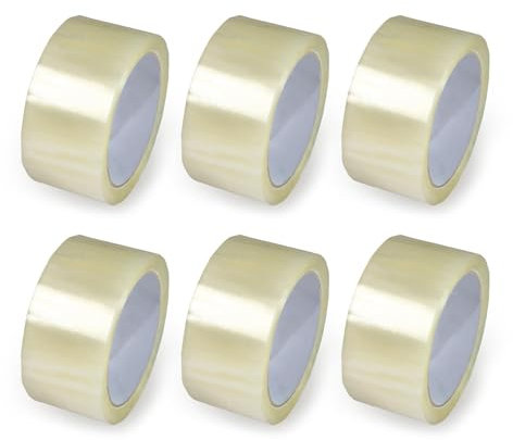 Paketklebeband 6 Rollen, 50 mm x 66 m, transparent, Hot-Melt-Kleber | reißfestes Packband, hoher Klebkraft zum Verpacken von Paketen & Versandschachteln | leicht abrollend, Umzug, Industrie-Qualität