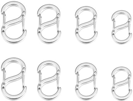 XUKZIMA 8 Double Opening Shortener Lobster Clasps Necklace Clasp and Closures Stainless Steel Bracelet Connectors Chain Clip Shortener Charm Clasp for DIY Jewelry Making and Repair (4 Sizes, Silver)
