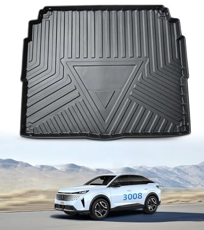 LANGBEAN Kofferraummatte für Peugeot 3008 II 2023 2022 2021 2020 2019 2018 2017 2016, Kofferraum Schutzmatte Hinten Original 3008 aus TPE mit Hohem Rand, Rutschfestes und Wasserdichtes