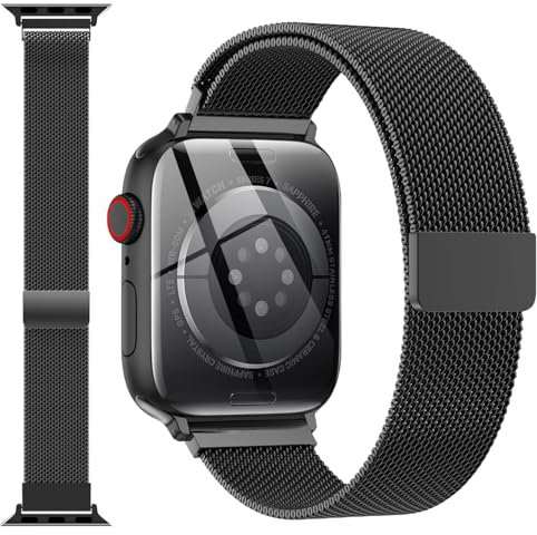 Original Stainless Steel Milanese Loop Compatible with Apple Watch Straps 38mm 40mm 41mm 42mm 44mm 45mm 46mm 49mm, Women & Men Magnetic Strap for iWatch Ultra/Ultra 2, SE, Series 10 9 8 7 6 5 4 3 2 1