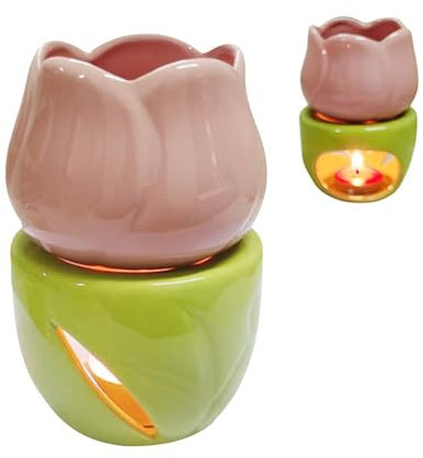 Eleganter Kerzendiffusor – Wachswärmer Für, Blumenmuster | Keramik-Ölbrenner, Einzigartiger Duftwärmer Mit Löffel, Ideal Für Die Schaffung Gemütlicher Umgebungen