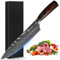 KUOGAS Cuchillo para pan con filo dentado, hoja afilada, con mango ergonómico de madera (Cuchillo de Chef 20 CM Stile 2)