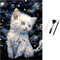 ShipeeKin Kratzbilder Leuchtend 405 x 285mm A3 Wandbild Kratzbilder Kratzpapiere für Erwachsene Kinder mit Werkzeug Set (Weiße Katze)