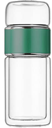 Glass Teapot with Infuser, 420ml/14oz Tea Infuser Bottle Loose Leaf Tea Infuser Portable Travel Tea Tumbler for Loose Leaf Flower Herbal Bags (Green)