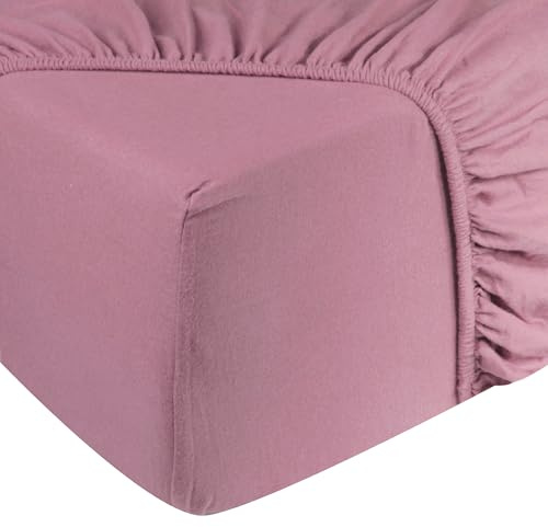 DoubleDry Spannbettlaken Jersey 140x200cm - 100% Baumwolle - Spannbetttuch - 28cm Steg - Rosa