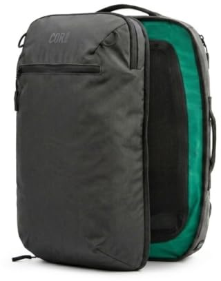 COR Surf Travel Backpack, Carry-On Backpack i en tillåten handbagage, vattentäta dragkedjor, hemliga fack, ergonomiska axelremmar, laptopryggsäck – The Island Hopper, 2.0 svart med svart dragkedja, 28