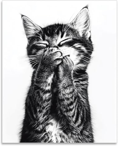 SUPERDANT Schwarz Weiße Katzen Wanddrucke Vintage Wandkunst Poster Vintage Kätzchenlachen Wandposter Drucke Für Wände Für Schlafzimmer Kunstwerke Ästhetische Poster Für Schlafzimmer Ungerahmt