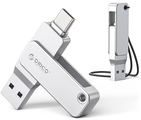 ORICO USB Stick 256GB USB 3.2 Gen 1 Dual USB-C & USB-A Mini Flash Drive, Tragbarer Speicherstick, 150MB/s Lesegeschwindigkeit für iPhone 16, Android, Tablets, Laptops, Mac, Windows Plug and Play -EB05