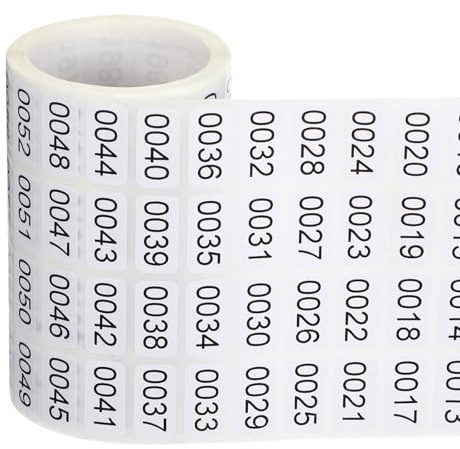 1-2000 Zahlen Aufkleber, Lose Tombola 1-2000 Nummern Zahlen Aufkleber 20 x 10 mm Konsekutiv Nummer Etikette Aufklebers Wasserdichte Nummer Inventar Aufklebers für Inventar Aufbewahrung Klassifikation