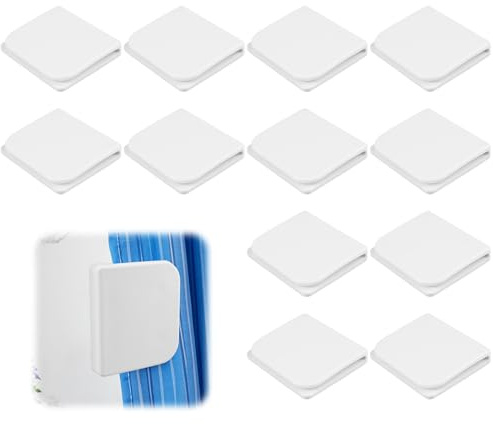 KineticKraft 12 Stück Duschvorhang Clips Selbstklebend, Weiß (5×4.5×1cm)