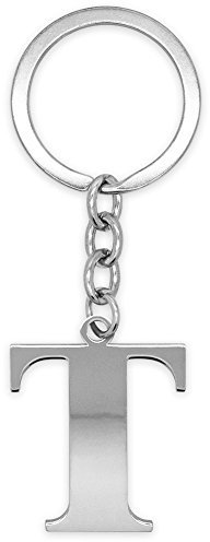 Soul-Cats Schlüsselanhänger Buchstaben Silber A-Z glänzend Initialen Schlüsselbund Edelstahl, Farbe: Silber, Auswahl: Modell T