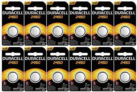 12-Pack Duracell 2450 Batteries 3.0 Volt Lithium Coin Button