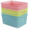 Eudokky Plastic Colored Storage Baskets, Small Woven Baskets Set of 6