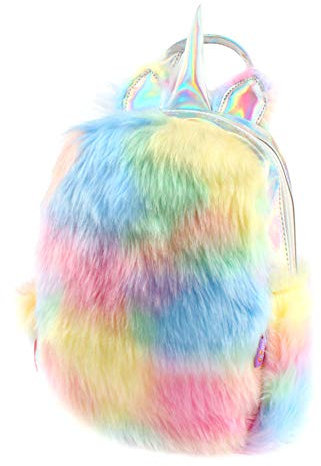 Niedlicher Plüsch-Einhorn-Rucksack, flauschiger Mini-Einhorn-Rucksack für Mädchen, Damen, Reisen, Plüsch, weicher Regenbogen-Schulranzen, Farbe 1, Einheitsgröße