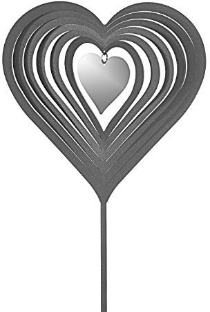 Dehner Gartenstecker Dekostab Herz, 100 x 20 x 1 cm, Edelstahl, Silber