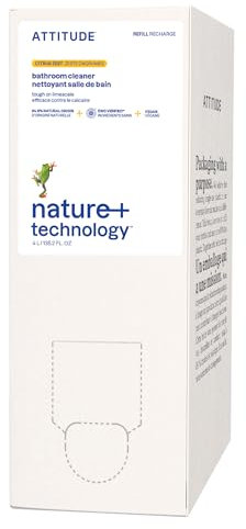 ATTITUDE Bathroom Cleaner Spray Refill, EWG Verified, Plant-Based & Vegan, Safe for Bathroom Surfaces, Tiles, Tubs, Shower Walls, and Grout, Citrus Zest Scent, 4 Liters