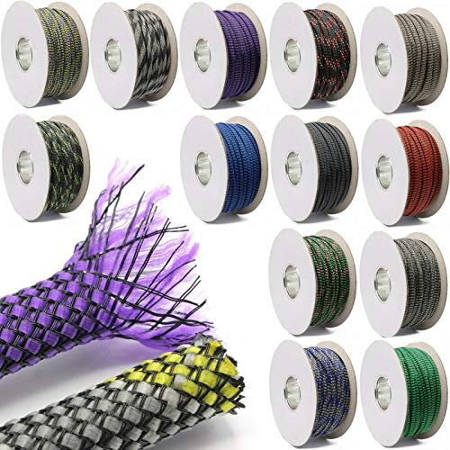 5m Geflechtschlauch in Größen Ø 10mm Gewebeschlauch Kabelschlauch Kabelschutz z.B. für Boxenkabel Lautsprecherkabel Hifi Stromkabel KFZ