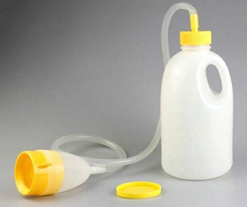 Juego de recipientes de plástico para orinar de cama masculina de viaje, 1700 ml, botella de orinal portátil, orinal para el hogar, orinal para hombres