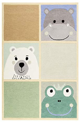 Smart Kids , Moderner Kinderteppich Kurzflor für Kinderzimmer, What´s up!? (120 x 170 cm, Taupe beige)