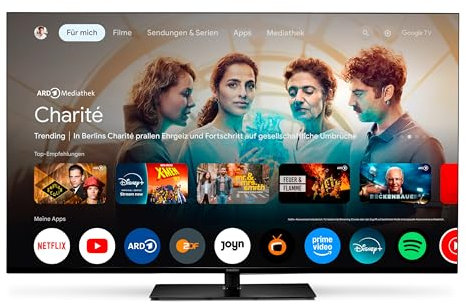 MEDION TV 43 Pouces (108 cm) Television (Smart TV, 4K, Dolby Vision HDR, Prime Video, Disney+, Dolby Atmos, DTS X, Compatible avec Google TV, PVR, Bluetooth, MD 843400)