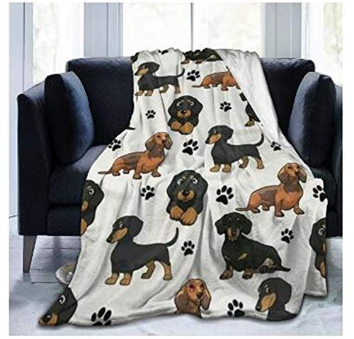 Chickwin Kuscheldecke Flauschig Decke 120x150 cm Flanell Fleecedecke Dackel, Wohndecke Fluffy Blanket Weich und Warme als Sofadecke Couchdecke Tagesdecke