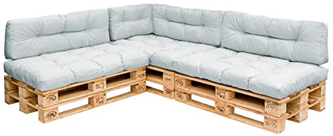 Royal Schneider Palettenkissen Set Palettensofa Palettenpolster Sitzkissen Rückenkissen 120x80cm, 7er Set, 500-52 Pastel Down