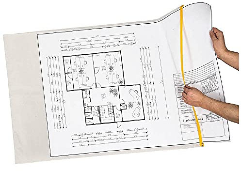 Eichner 5 Stück A0 Planschutztaschen, transparent, gelber Reißverschluss, Polyethylen, 125 cm x 90 cm, Verpackungsmaterial