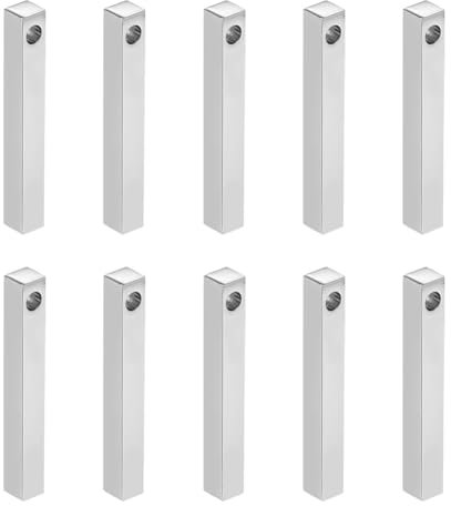 UNICRAFTALE 10pcs Edelstahl Polierte Rechteckige Anhänger Metall Laser Cut Charms Bar Glatter Anhänger Stab Mann Punk Anhänger Für Halsketten Ohrring Armband DIY Schmuckherstellung, Edelstahl Farbe