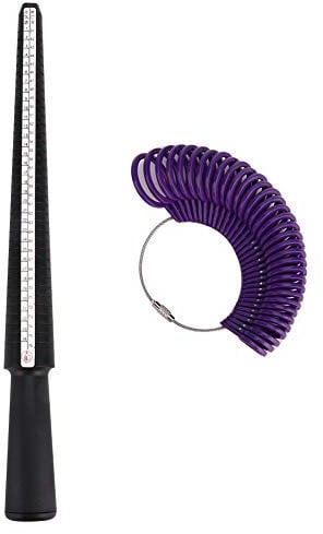 Ringmaß aus Kunststoff mit Ringdorn & Ringmaßstab, 4 Größen, Ringmessstab, Metalldorn und Fingergrößenmesswerkzeug-Set für Schmuckherstellung