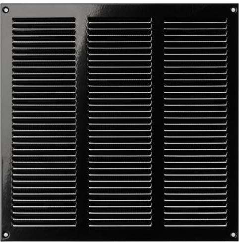 Steinberg14 Black 300x300mm Metal Air Vent Cover with Insect Mesh - 12x12 inch Ventilation Grille - Air Vent Register for Walls and Ceilings - Ventilation Cover for Outdoor and Indoor