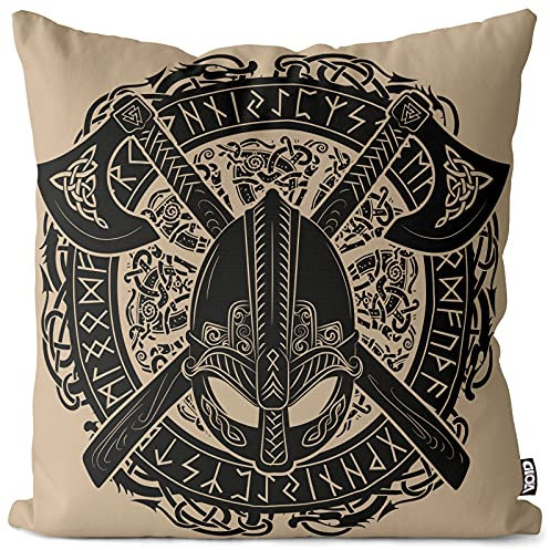 VOID Wikinger Helm Wappen Kissenbezug Kissenhülle Sofakissen Kissen Deko Outdoor-Kissen Dekokissen, Kissen Größe:60 x 60 cm