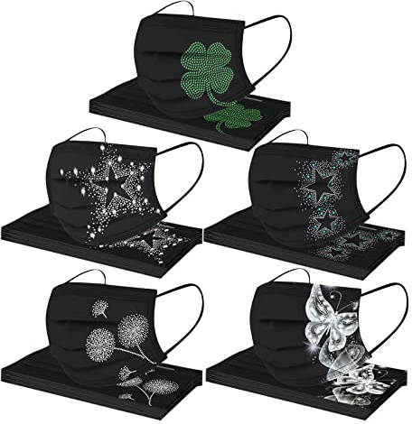 Wtinfer 50/100 Stück Mundschutz Erwachsene Einweg 3-lagig mit Motiv Bunt Mund und Nasenschutz Print Tücher Atmungsaktiv Mund-Tuch Bandana Halstuch Schals für Männer Frauen (z-04)