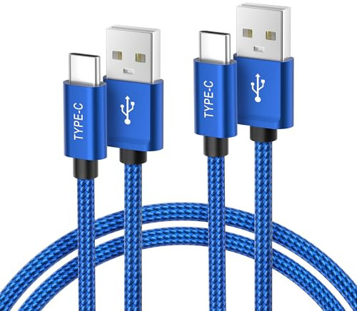 Basesailor Cable USB C 1M 2-Pack,Nylon Cable Carga Rápida Tipo C para iPhone 16 15,MacBook,iPad,Pro 10 Mini 6th Gen,Air 4 5,Samsung Galaxy A51,A52,A32,A42,A72,Plus S23 S25 S24 Ultra,A54,Fold Flip