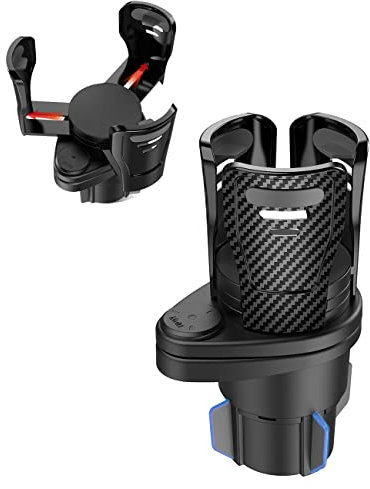 Car Cup Holder Expander Adapter, Vehicle-Mounted Car Cup Holder and Organizer, All Purpose Car Water Cup Drink Holder, 360 Degrees Car Dual Cup Mount Adjustable Stand Expander for Car (Carbon Fibre)