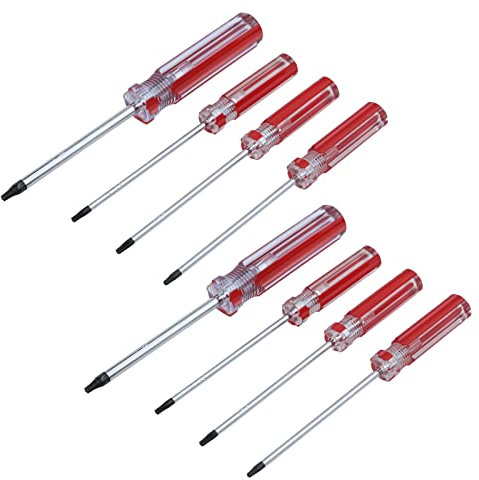 Antrader T8, T9, T10, T15, Torx 3 mm, cacciavite a prova di manomissione di sicurezza da 8 pezzi, lunghezza 75 mm, rosso