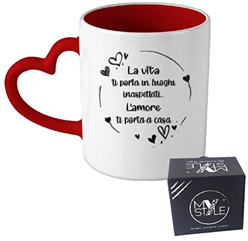 My Custom Style Tazza Cuore Manico Rosso#Amore-frasi8#325ml