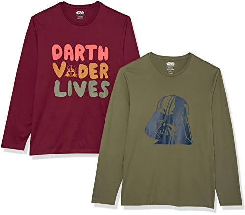 Amazon Essentials Disney | Marvel | Star Wars Men's Long-Sleeve T-Shirts, Pack of 2, Star Wars Vader, XL